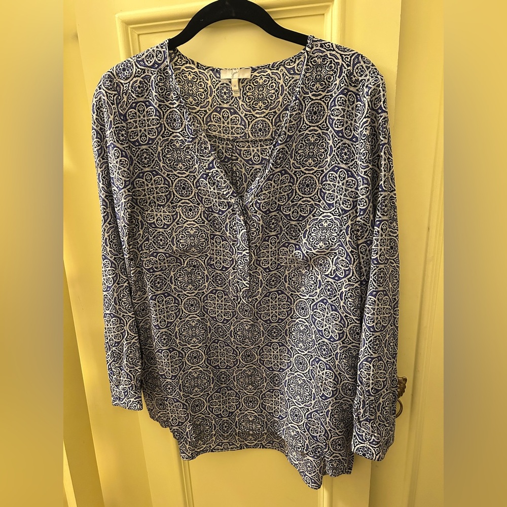 Joie Navy and White Floral Blouse